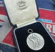 Load image into Gallery viewer, 1928 REGIMENTAL BOXING WINNERS MEDAL IN SILVER WELTER WIEGHT CASED F.PHILLIPS
