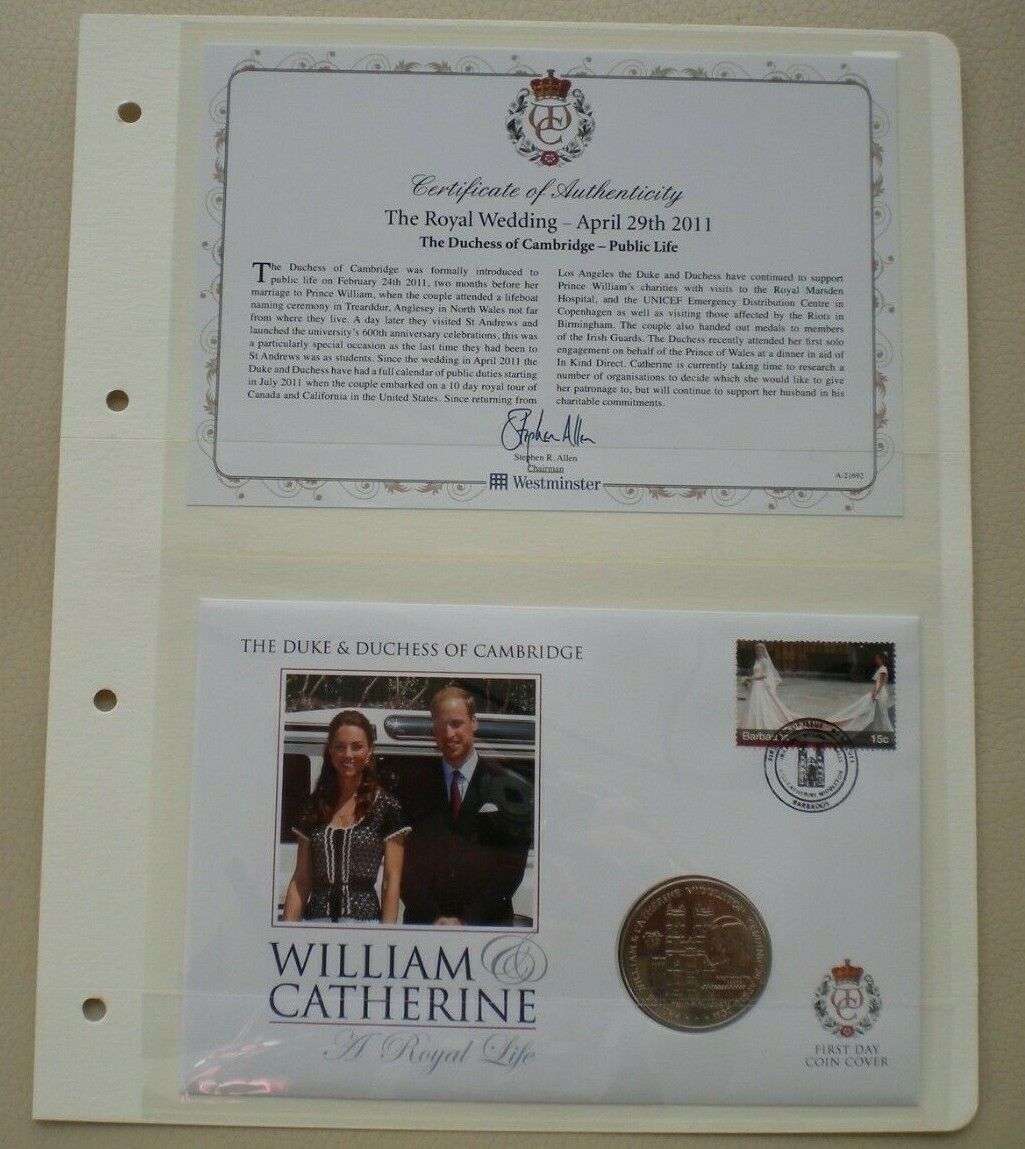 2011 THE DUKE & DUCHESS OF CAMBRIDGE A ROYAL LIFE PUBLIC LIFE £2 COIN COVER PNC