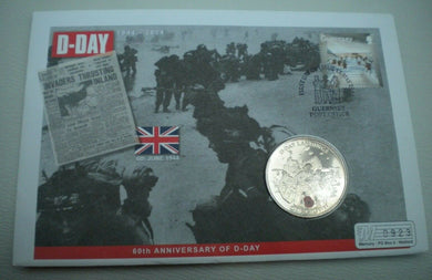 2004 60TH ANNIVERSARY OF D-DAY BUNC GIBRALTAR 1 CROWN COIN COVER PNC/COA