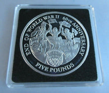 Load image into Gallery viewer, 2005 60TH ANNIVERSARY END OF WORLD WAR II S/PROOF £5 COIN BOX &amp; COA
