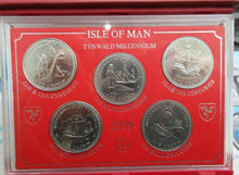 Load image into Gallery viewer, 1979 MILLENIUM OF TYNWOLD 5 COIN SET BUNC IN ROYAL MINT LEATHER BOOK RED
