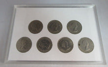 Load image into Gallery viewer, 1961-1967 QUEEN ELIZABETH II FLORINS BUNC 7 COIN SET IN ROYAL MINT BLUE BOOK
