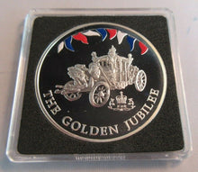 Load image into Gallery viewer, 2002 QEII GOLDEN JUBILEE CORONATION COACH 50P CROWN SILVER COLOURED PROOF BOXED
