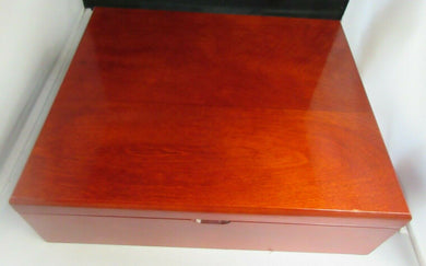 WOODEN COIN BOX HOLDS UP TO 12 £5 OR CROWN SIZED ENCAPSULATED COINS NAVY INSIDE