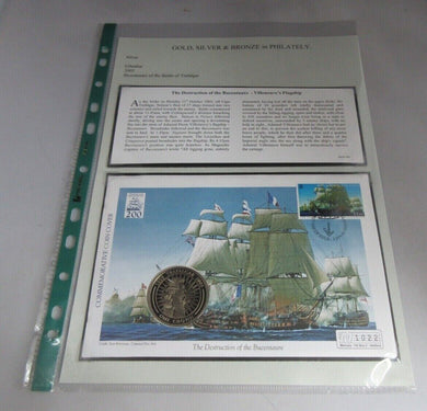 1805-2005 TRAFALGAR DISTRUCTION OF BUCENTAURE 2005 PROOF 1 CROWN COIN COVER PNC