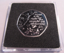 Load image into Gallery viewer, 2019 PETER PAN QEII BUNC 50P FIFTY PENCE COIN WITH QUAD CAPSULE &amp; COA
