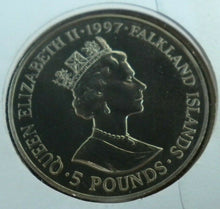 Load image into Gallery viewer, 1947-1997 GOLDEN WEDDING ANNIVERSARY FALKLAND  ISLANDS £5CROWN COIN COVER PNC
