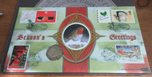 Load image into Gallery viewer, 1999 ISLE OF MAN CHRISTMAS PROOF 50P, MERRY CHRISTMAS BENHAM SILK PNC + COA
