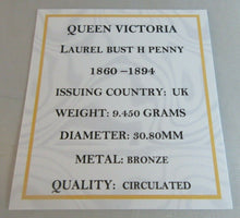 Load image into Gallery viewer, 1876 QUEEN VICTORIA  PENNY LAUREL BUST HEATON MINT IN QUAD CAP &amp; BOX
