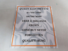 Load image into Gallery viewer, 1953 QUEEN ELIZABETH II IN REMEMBRANCE BUNC 5 SHILLINGS CROWN COIN BOX &amp; COA
