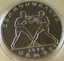 Load image into Gallery viewer, 1974 Xth COMMONWEALTH GAMES WESTERN SAMOA ONE DOLLAR CROWN SIZE COIN IN CAPSULE
