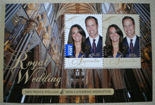 Load image into Gallery viewer, 2011 ROYAL WEDDING WILLIAM &amp; CATHERINE 29APRIL2011 AUSTRALIA MINIATURE SHEET MNH
