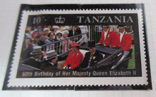 Load image into Gallery viewer, 1986 QUEEN ELIZABETH II 60TH BIRTHDAY TANZANIA STAMPS &amp; ALBUM SHEET
