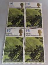 Load image into Gallery viewer, 1970 WILLIAM WORDSWORTH GRASSMERE 1/6 BLOCK OF 4 STAMPS MNH
