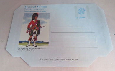 AIR MAIL LETTER THE BLACK WATCH QUEEN ELIZABETH II 12p UNUSED