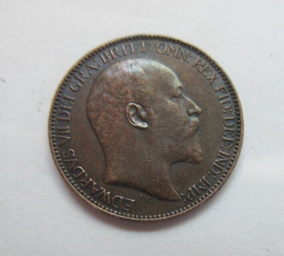 1909 EDWARD VII DARKENED BRONZE FARTHING UNC SPINK REF 3992 CC5