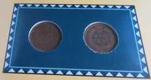 Load image into Gallery viewer, INDIAN HEAD PENNIES ISSUED 1906 &amp; 1907 WITH POSTAGE STAMPS ON ALBUM INFO SHEET
