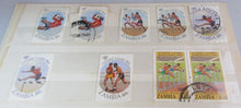 Load image into Gallery viewer, VARIOUS SPORTING ZAMBIA &amp; OTHERS STAMPS WITH CLEAR FRONTED HOLDER
