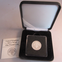 Load image into Gallery viewer, 1987 ENGLISH OAK SILVER PROOF £1 ONE POUND COIN BOX &amp; COA
