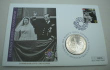 Load image into Gallery viewer, 2007 DIAMOND WEDDING ANNIVERSARY BUNC ONE DOLLAR COIN COVER PNC, STAMP AND COA
