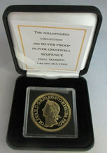 Load image into Gallery viewer, THE MILLIONAIRES COLLECTION OLIVER CROMWELL SIXPENCE H-MARKED S/PROOF BOX &amp; COA
