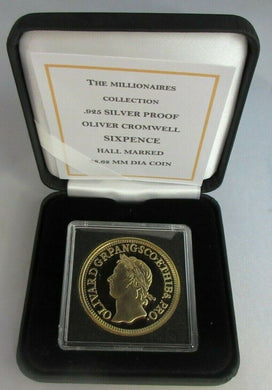 THE MILLIONAIRES COLLECTION OLIVER CROMWELL SIXPENCE H-MARKED S/PROOF BOX & COA