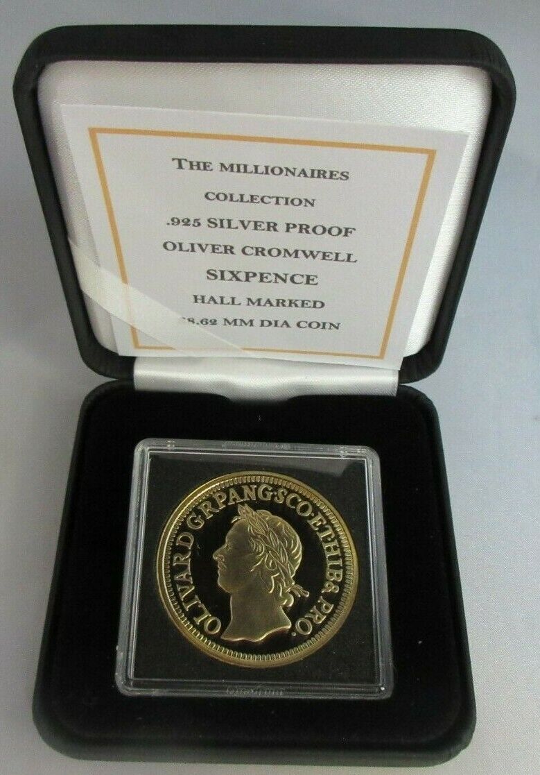 THE MILLIONAIRES COLLECTION OLIVER CROMWELL SIXPENCE H-MARKED S/PROOF BOX & COA