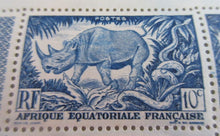 Load image into Gallery viewer, 1947 AFRIQUE EQUITORIALE FRANCAISE CORNER BLOCK OF 6 STAMPS IN STAMP HOLDER
