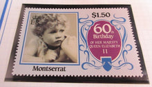 Load image into Gallery viewer, 1986 QUEEN ELIZABETH II 60TH BIRTHDAY MONTSERRAT STAMPS &amp; ALBUM SHEET
