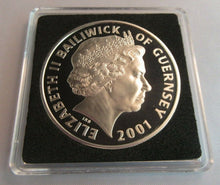 Load image into Gallery viewer, 2001 QUEEN ELIZABETH II 75TH BIRTHDAY GUERNSEY SILVER PROOF £5 COIN BOX &amp; COA
