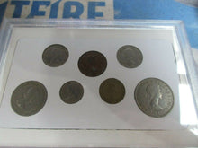 Load image into Gallery viewer, UK 1957 QUEEN ELIZABETH II 7 COIN SET IN CLEAR CASE ROYAL MINT BOOK OPTIONAL
