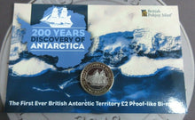 Load image into Gallery viewer, 2020 Discovery of Antarctica First Ever BAT Bi-Metal Proof-like £2 Coin In Pack
