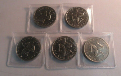 Isle of Man AUnc 5 x 10p Ten Pence Coins 3 x 1975 and 2 x 1976