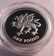 Load image into Gallery viewer, 2000 UK £1 WALES THE DRAGON ONE POUND COIN SILVER PROOF BOX &amp; COA
