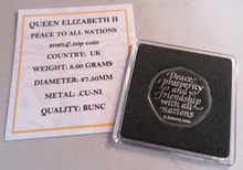 Load image into Gallery viewer, 2020 PEACE TO ALL NATIONS QEII BUNC 50P FIFTY PENCE COIN WITH QUAD CAPSULE &amp; COA
