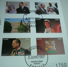 Load image into Gallery viewer, 1947-1997 GOLDEN WEDDING ANNIVERSARY BUNC 2000SHILLINGS COIN FIRST DAY COVER PNC
