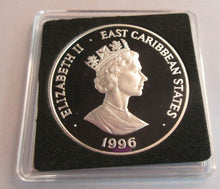 Load image into Gallery viewer, 1996 QUEEN ELIZABETH II 70TH BIRTHDAY ECCB SILVER PROOF $10 DOLLAR COIN BOX &amp;COA
