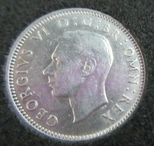 Load image into Gallery viewer, 1942 KING GEORGE VI BARE HEAD .500 SILVER aUNC 6d SIXPENCE COIN CAPSULE &amp; BOX
