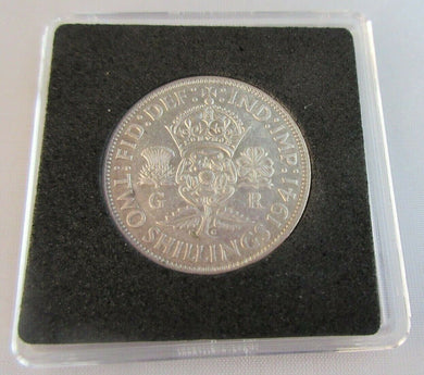 1941 KING GEORGE VI BARE HEAD .500 SILVER FLORIN TWO SHILLING COIN WITH CAPSULE