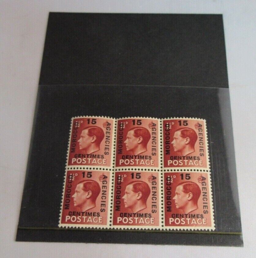 1936 MOROCCO AGENCIES STAMPS G.B OVERPRINT 15c BLOCK OF 6 STAMPS