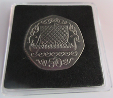 Load image into Gallery viewer, 1980 QEII ODINS RAVEN VIKING LONGBOAT MINT MARK AB FIFTY PENCE 50P COIN BOX &amp;COA
