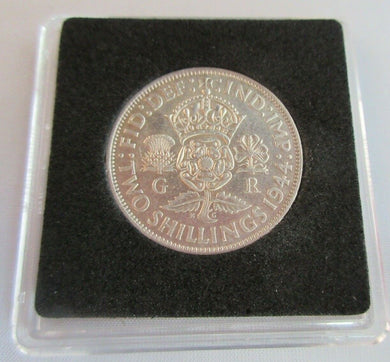 1944 KING GEORGE VI  .500 SILVER FLORIN TWO SHILLINGS COIN WITH QUADRANT CAPSULE