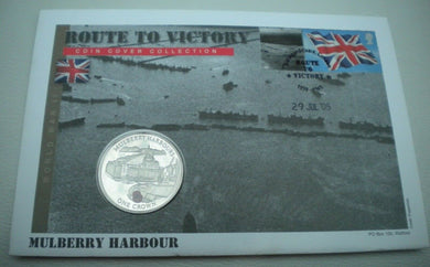 2004 MULBERRY HARBOUR ROUTE TO VICTORY BUNC GIBRALTAR 1 CROWN COIN COVER PNC/COA