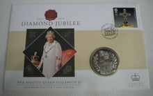 Load image into Gallery viewer, 2012 HM QUEEN ELIZABETH II DIAMOND JUBILEE BUNC £5 COMMEMORATIVE COIN COVER PNC
