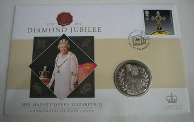 2012 HM QUEEN ELIZABETH II DIAMOND JUBILEE BUNC £5 COMMEMORATIVE COIN COVER PNC