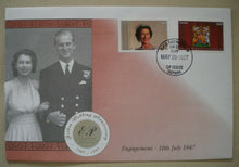 Load image into Gallery viewer, 1947-1997 ENGAGEMENT &amp; GARDEN PARTY QEII &amp; PRINCE PHILIP DOUBLE STAMP COVER
