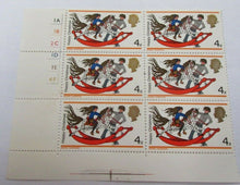 Load image into Gallery viewer, 1968 HAPPY CHRISTMAS 4d BLOCK OF 6 STAMPS MNH WITH CLEAR FRONTED STAMP HOLDER
