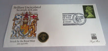 Load image into Gallery viewer, 1984 SCOTTISH £1 COIN COVER, ROYAL MAIL £1 STAMP, POSTMARK PNC

