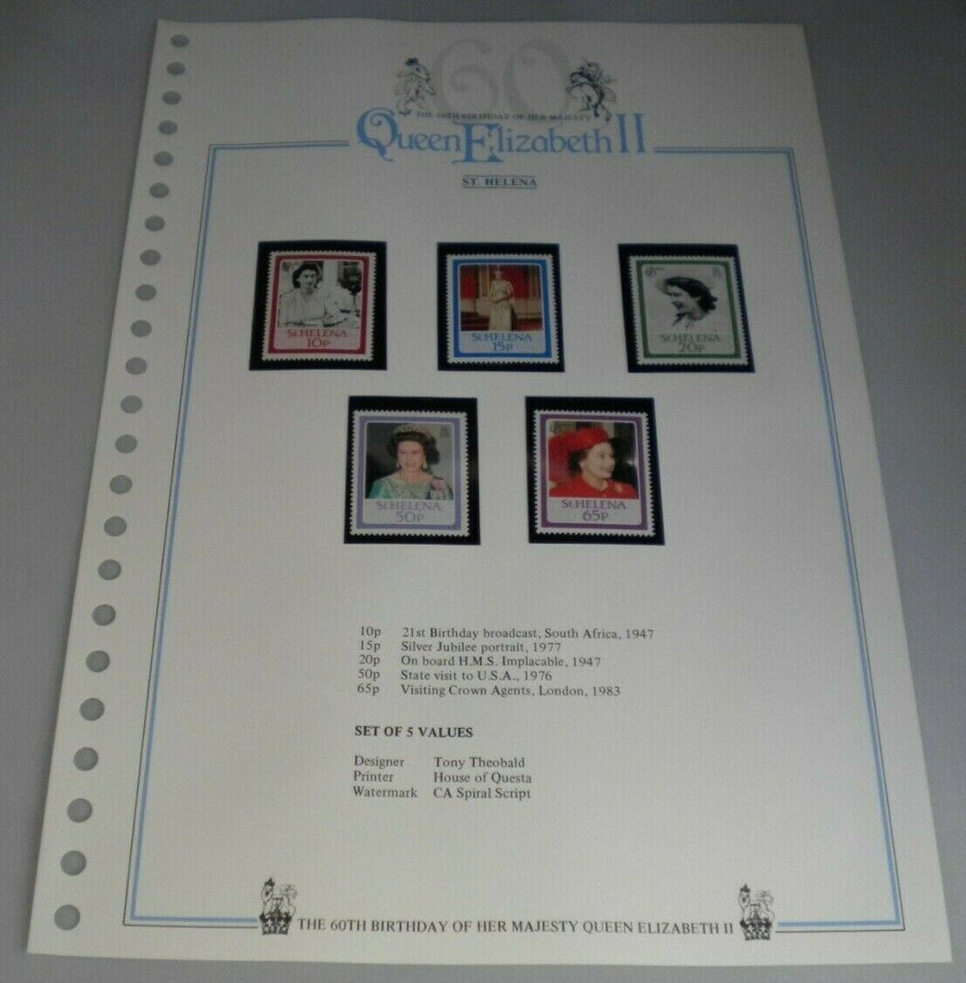 QUEEN ELIZABETH II THE 60TH BIRTHDAY OF HER MAJESTY ST HELENA STAMPS MNH
