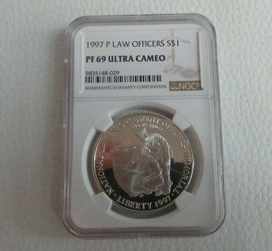 USA 1997 P LAW OFFICERS OUNCE SILVER PROOF $1 PF69 ULTRA CAMEO NGC SLABBED COIN